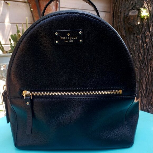 Kate Spade Black Leather Backpack, Like New - Picture 1 of 9